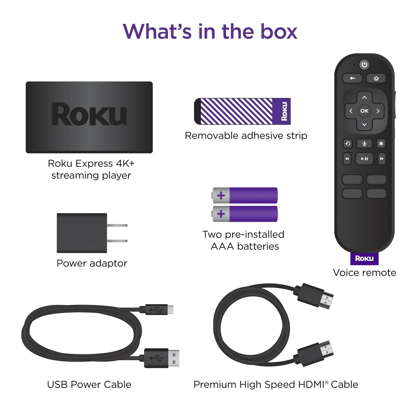 Roku Expreso 4K plus Reproductor de Streaming HD 4K HDR con Control Remoto por Voz Roku con Controles de Television