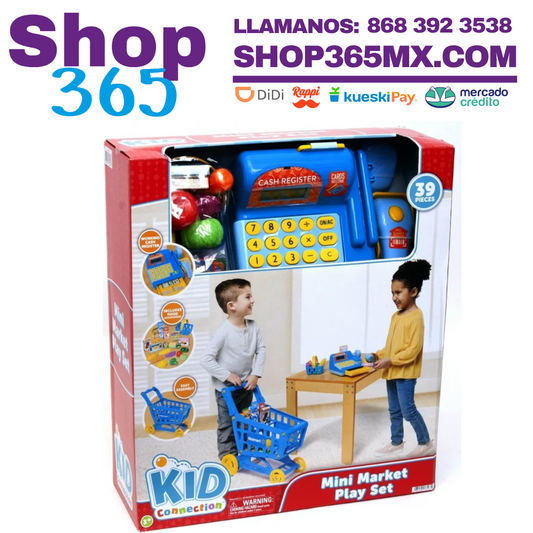 Kid Connection Supermercado Mini Juego de Mercado - Juego de Juguetes de Colores Interactivos de 39 Piezas para Compras Imaginativas Juego de Rol Diversión!