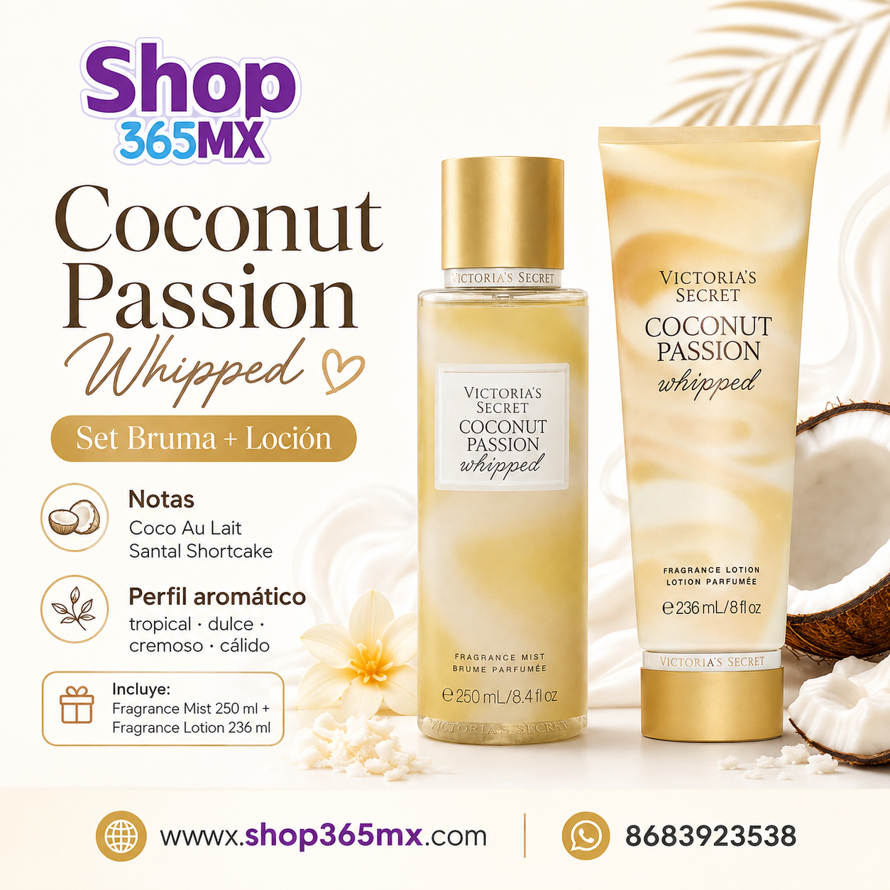 Set Coconut Passion Whipped Victoria’s Secret Bruma + Loción Original
