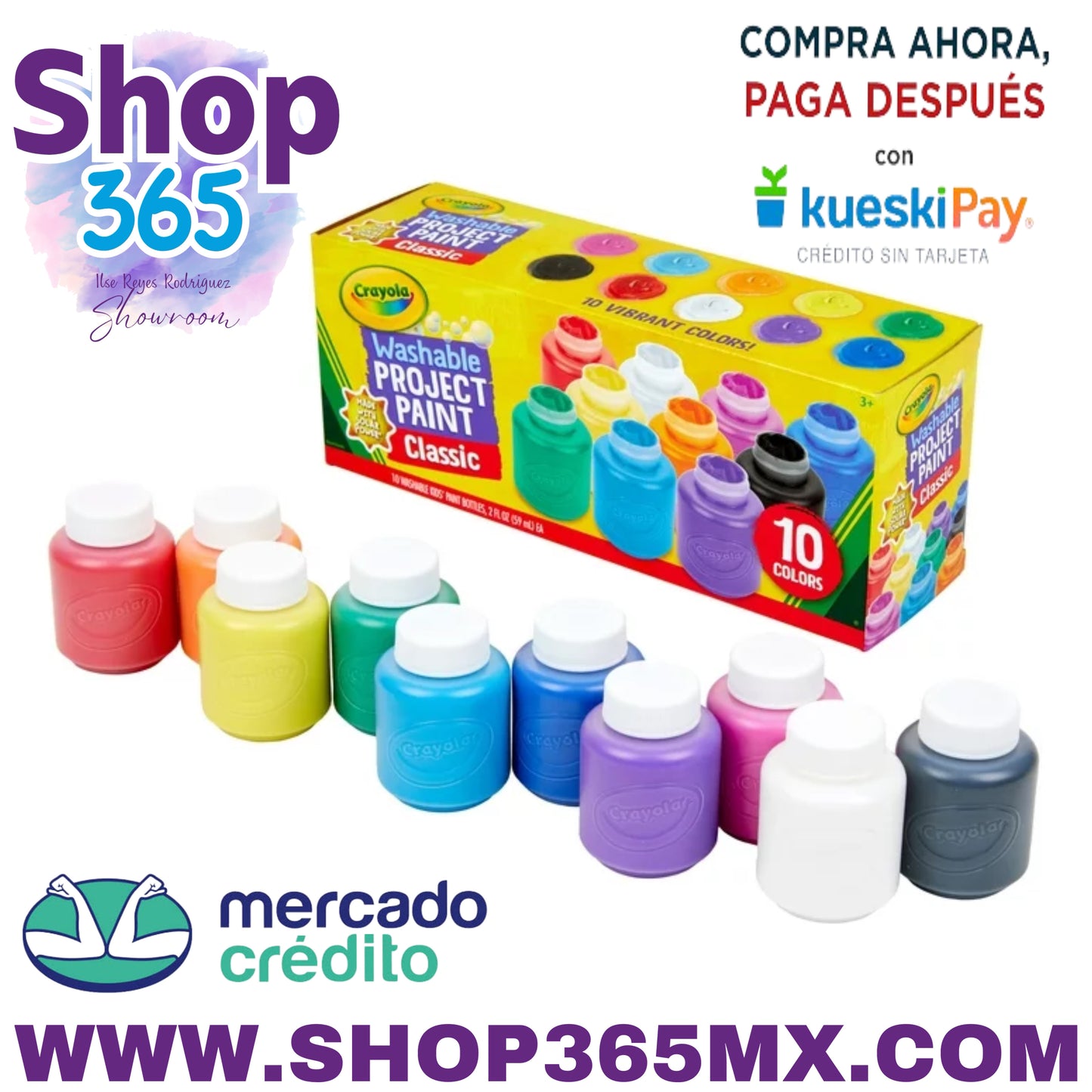 Crayola Juego de pintura lavable para niños, 10 colores, artes y manualidades para niños pequeños