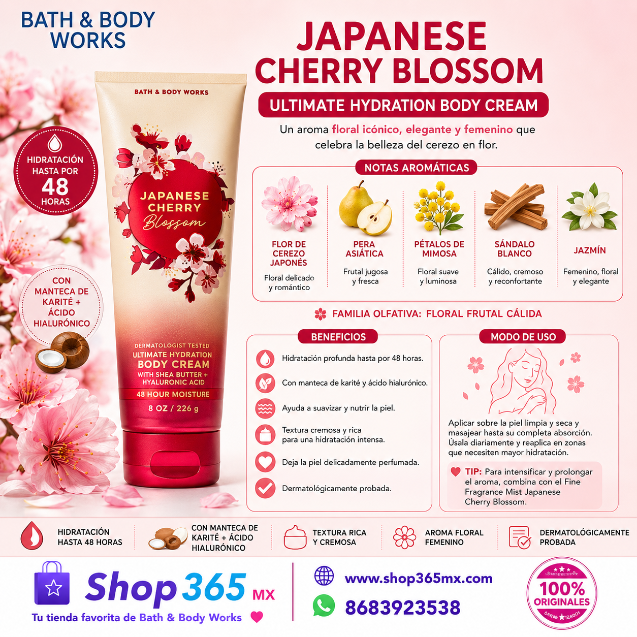🌸 Bath & Body Works Japanese Cherry Blossom Ultimate Hydration Body Cream 226 g