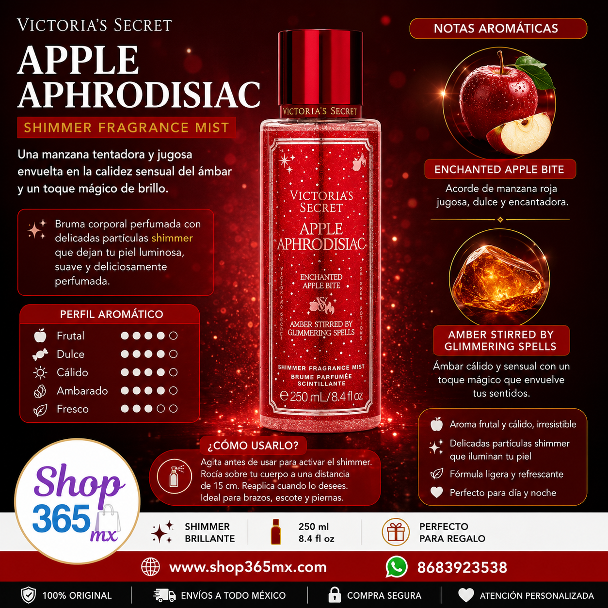 Victoria’s Secret Apple Aphrodisiac Shimmer Fragrance Mist 250 ml | Manzana & Ámbar