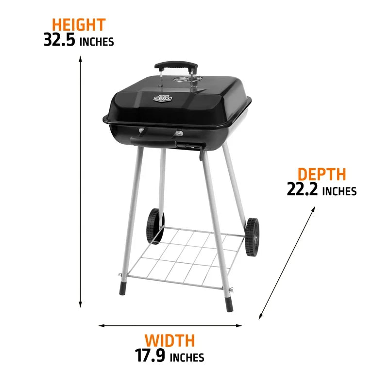 Expert Grill Parrilla de Carbón de 17.5 Pulgadas con Ruedas y Amortiguadores Ajustables