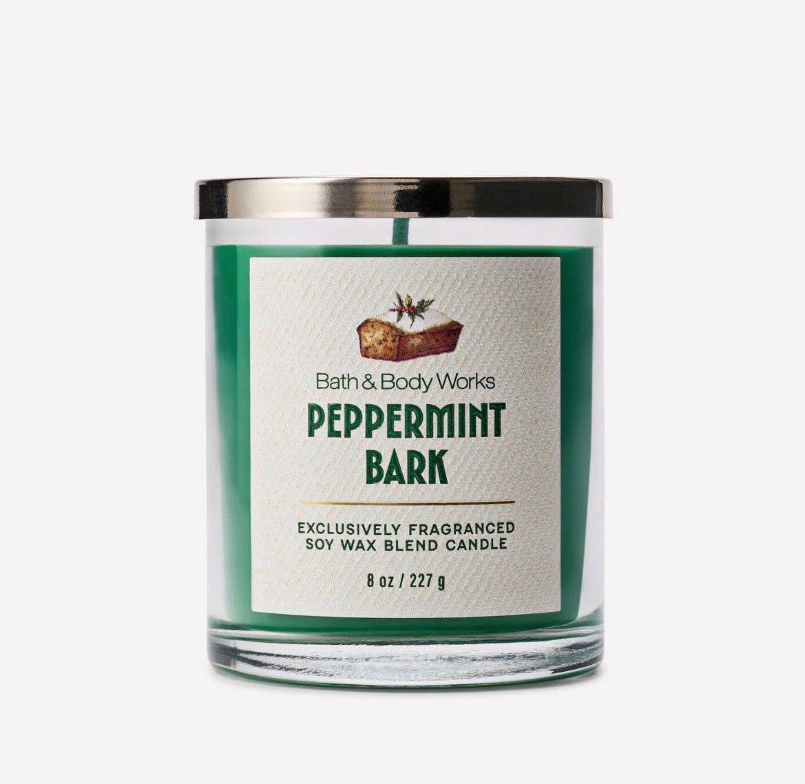 Bath & Body Works Peppermint Bark – Vela Aromática de 1 Mecha 227 g