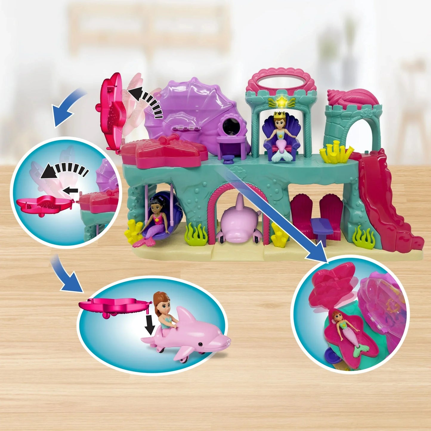 Kid Connection Mermaid Palace Set de Juego con Luces y Sonidos, 46 Piezas, Juguetes para Niños Pequeños