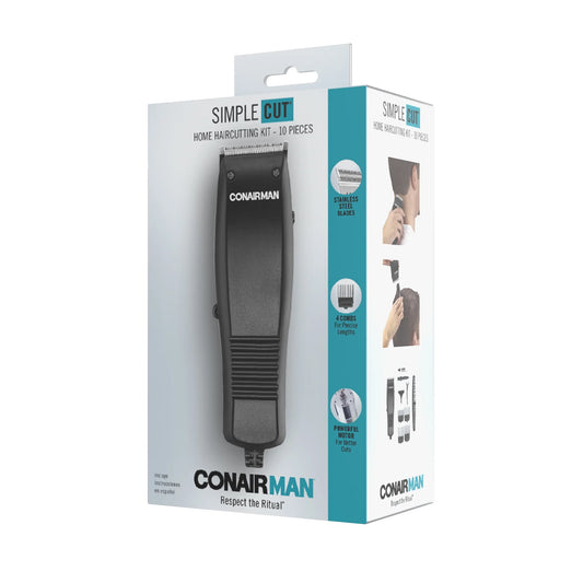 ConairMAN Kit de Corte de Pelo para Hombre de Corte Simple 10 Piezas