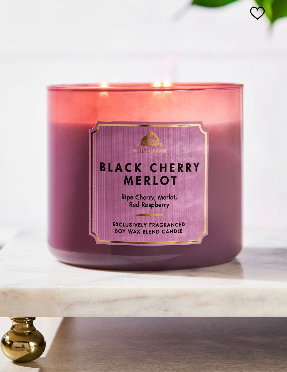 Vela Black Cherry Merlot 3 Mechas Bath & Body Works White Barn – 14.5 oz / 411 g
