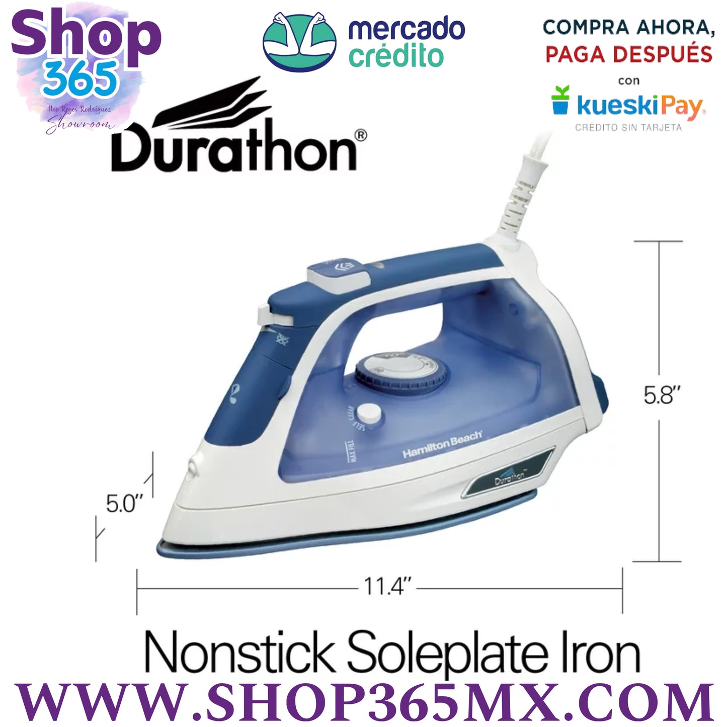 Hamilton Beach Durathon Plancha tamaño completo, blanco, modelo 19800