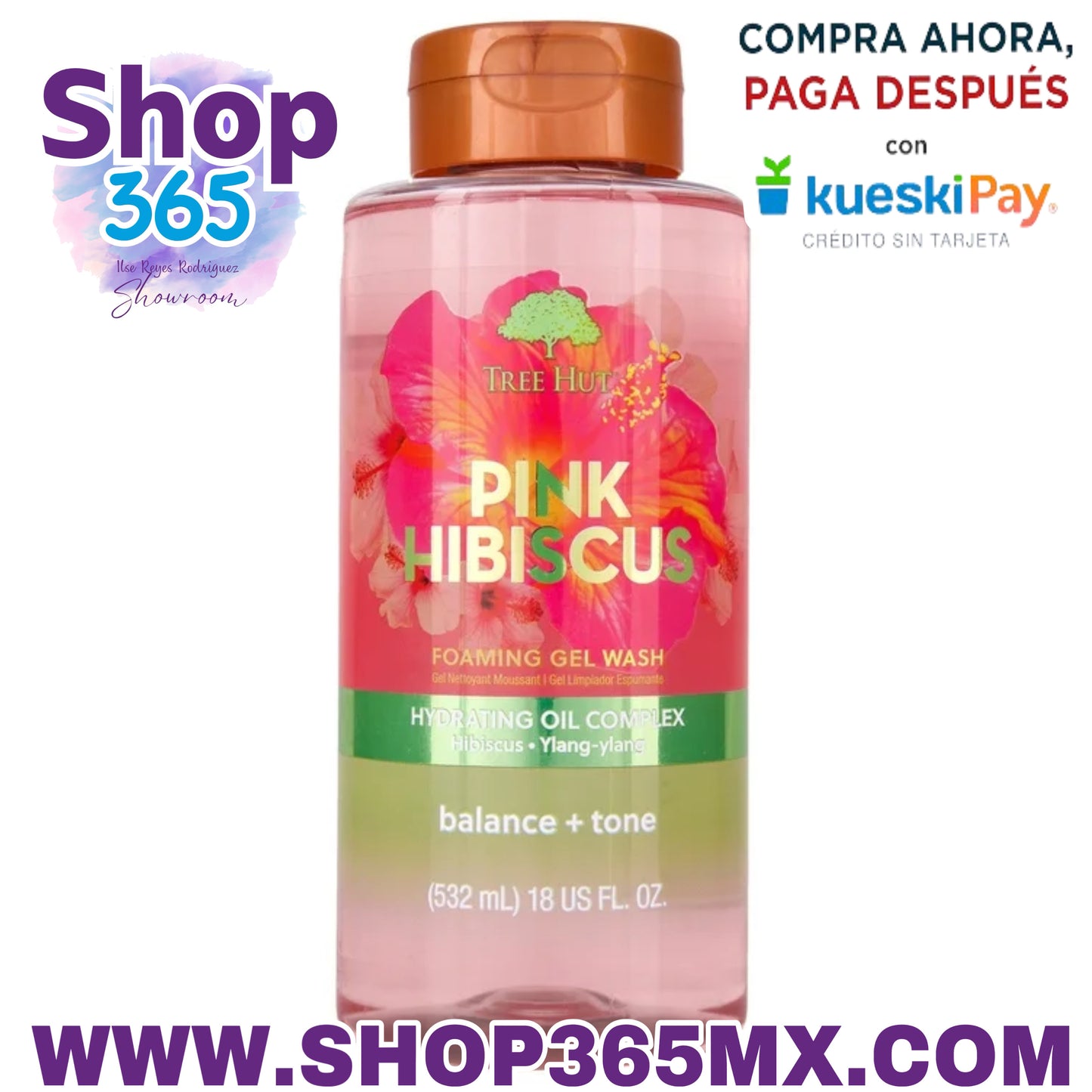 Tree Hut Pink Hibiscus Gel de lavado espumoso, 18 onzas líquidas