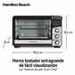 Hamilton Beach Easy View XL Horno Tostador con Freidora de Aire con Sure-crisp, 1750W, Capacidad para 6 Rebanadas, 31460
