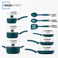 Mainstays Batería de Cocina de Aluminio Antiadherente de Cerámica de 12 Piezas, Azul
