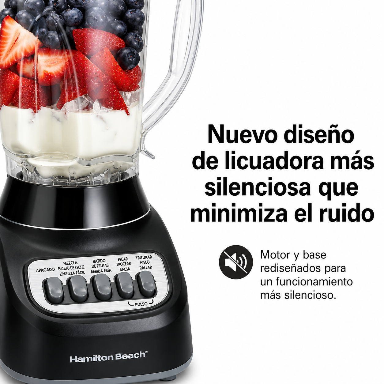 Hamilton Beach Licuadora de Batidos 48 oz. Tarro, 12 Funciones de Mezcla, Negro, 50180F