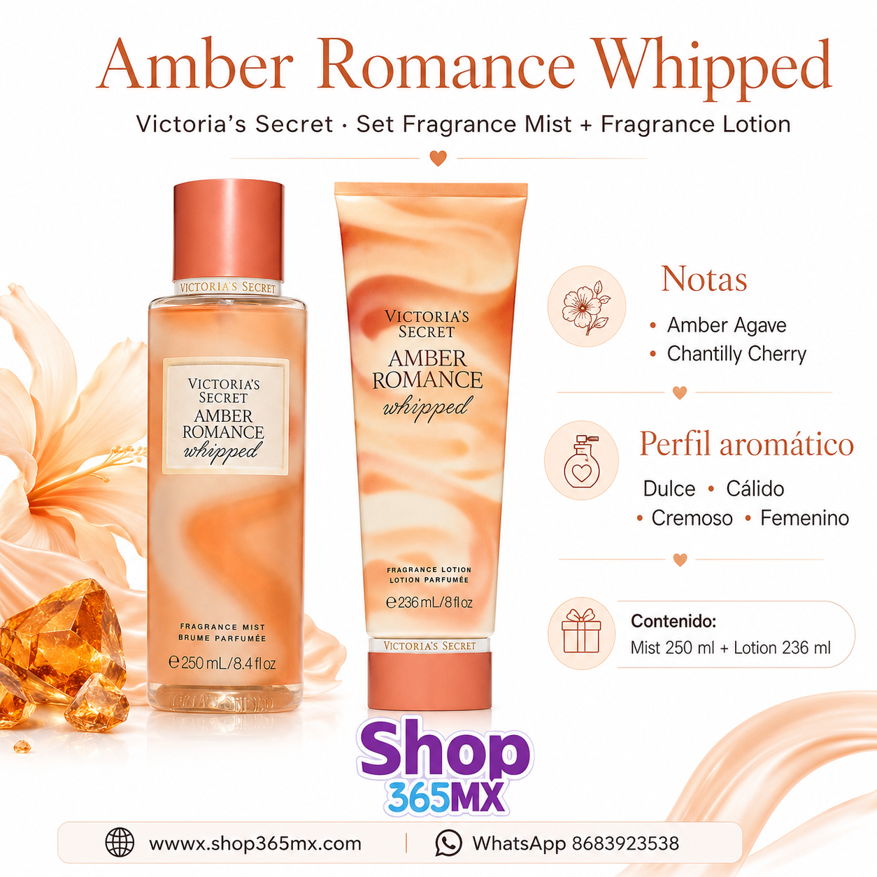 Set Amber Romance Whipped Victoria’s Secret Bruma + Loción Original