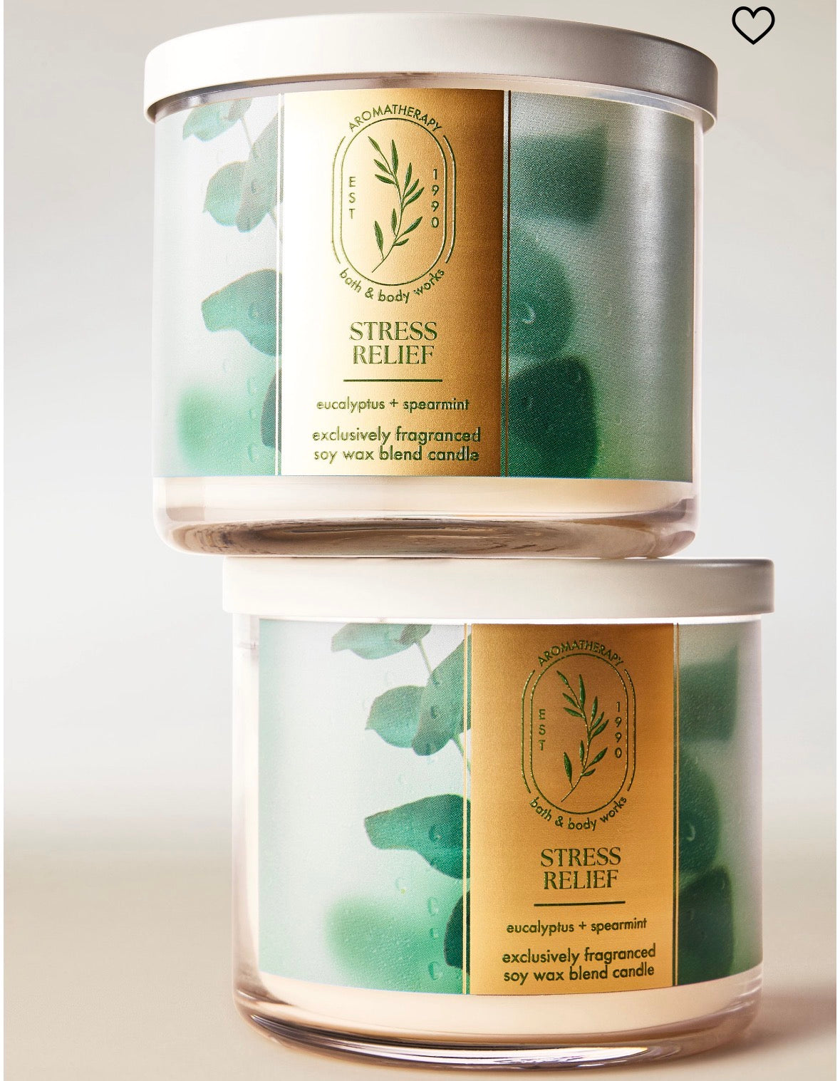 Vela Stress Relief Eucalyptus + Spearmint 3 Mechas Bath & Body Works Aromatherapy – 14.5 oz / 411 g
