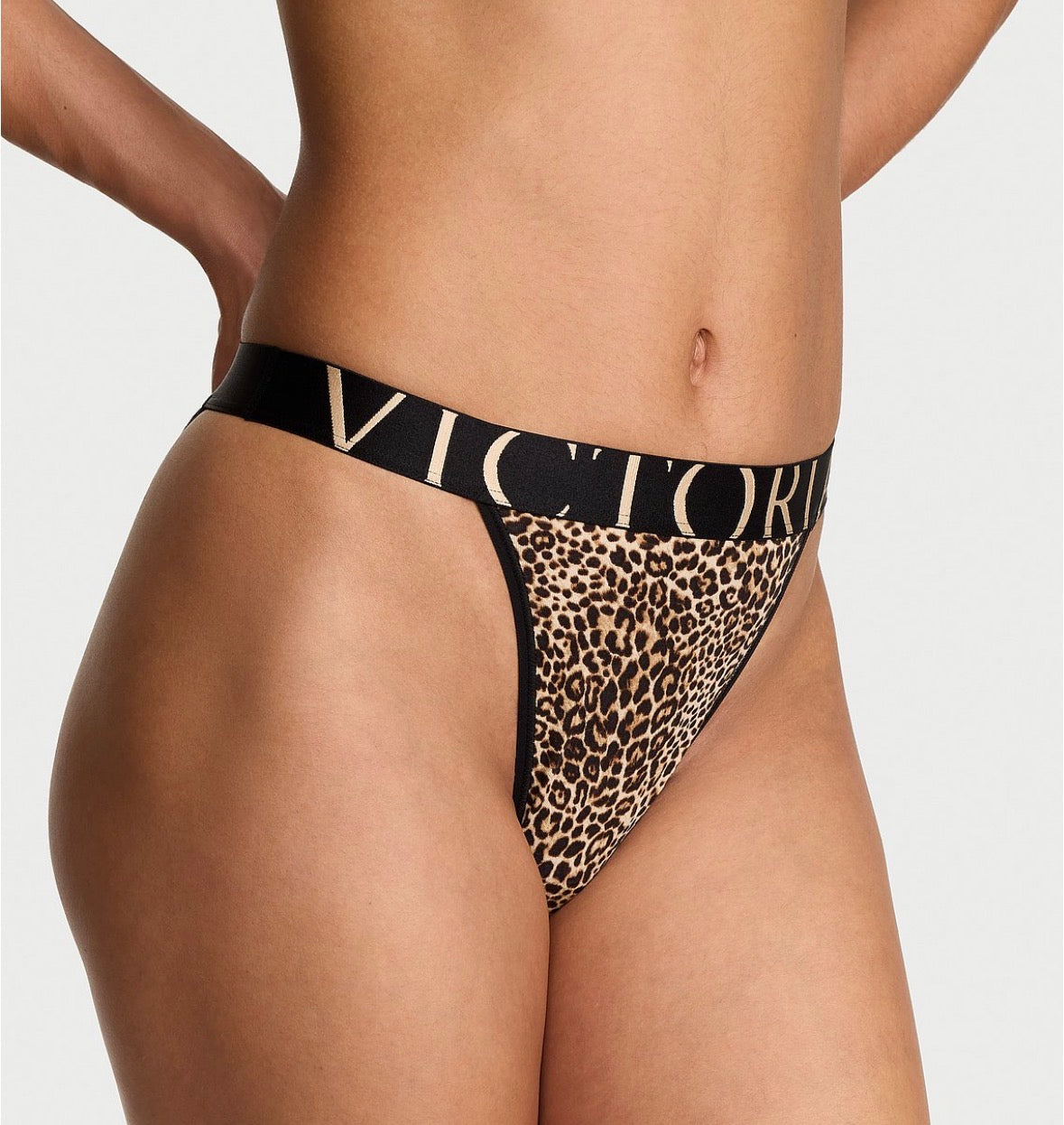Victoria’s Secret Logo Waist High-Leg Bikini – Leopard Print 🐆🖤