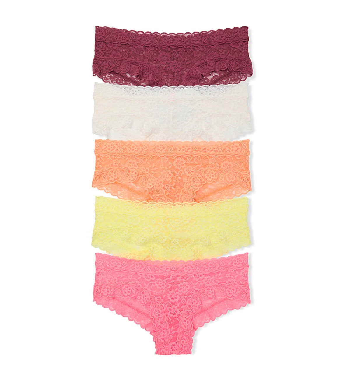 Victoria’s Secret 5-Pack Lacie Cheeky Panties de Encaje Multicolor