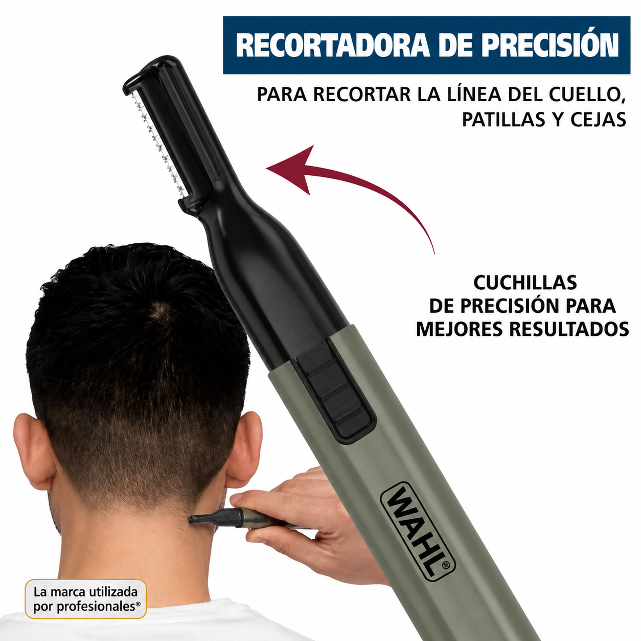 Wahl Recortadora de Pelo con Detalle Facial y Corporal con Batería de Litio Microgroomsman para Hombre 5640-1101