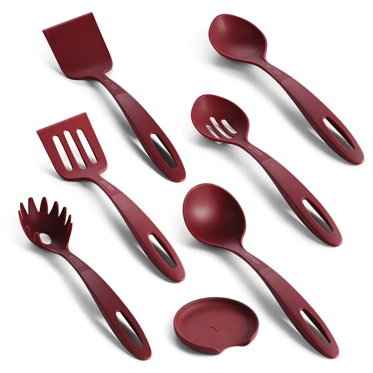 Juego de utensilios de cocina antiadherentes de cerámica Tramontina Ceramaware de 20 piezas, color vino.