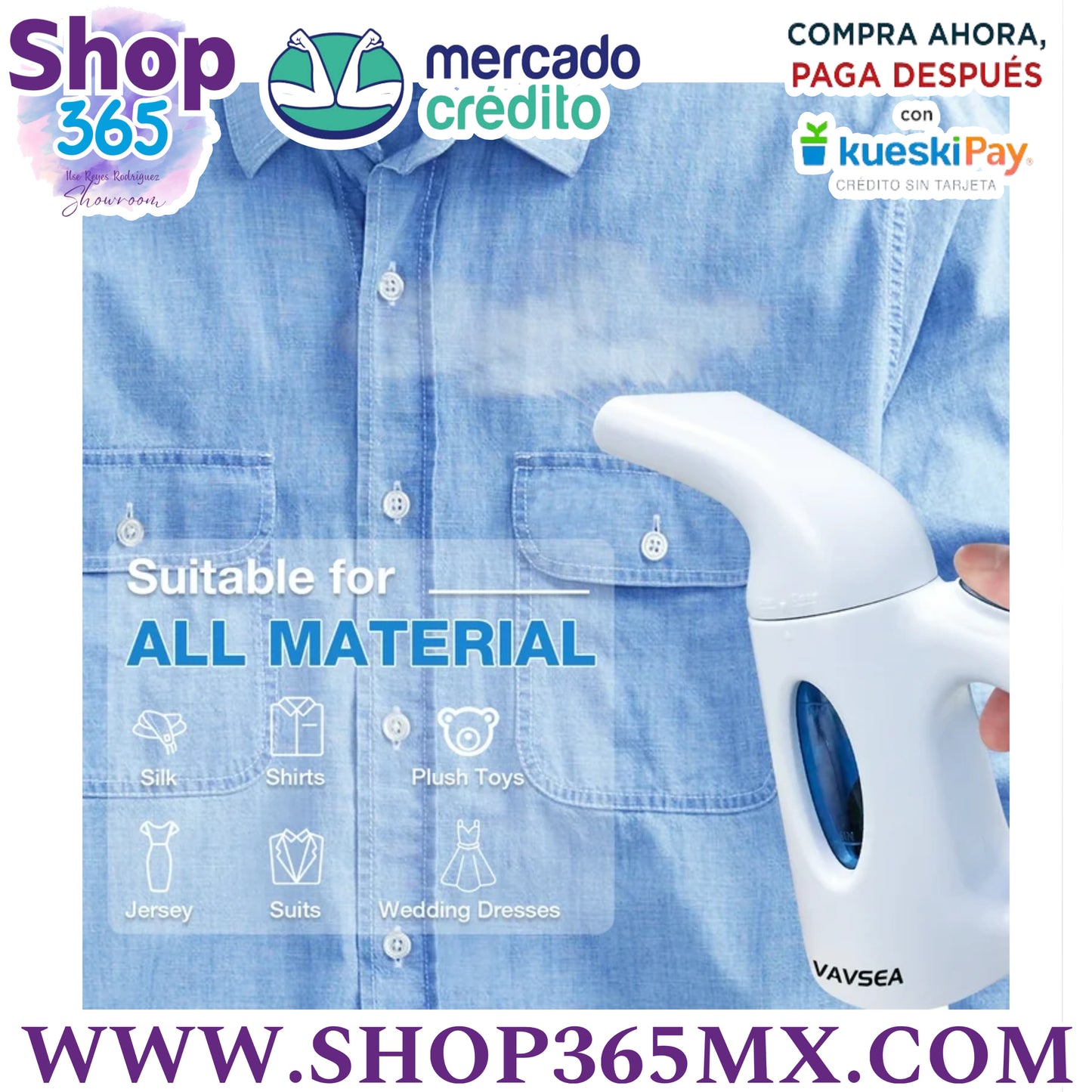 Steamer VAVSEA Vapor para Ropa, 700w Portable Garment Función de Apagado Automático, Arrugas / Vapor / Suavizado / Limpiar / Esterilizar, Blanco