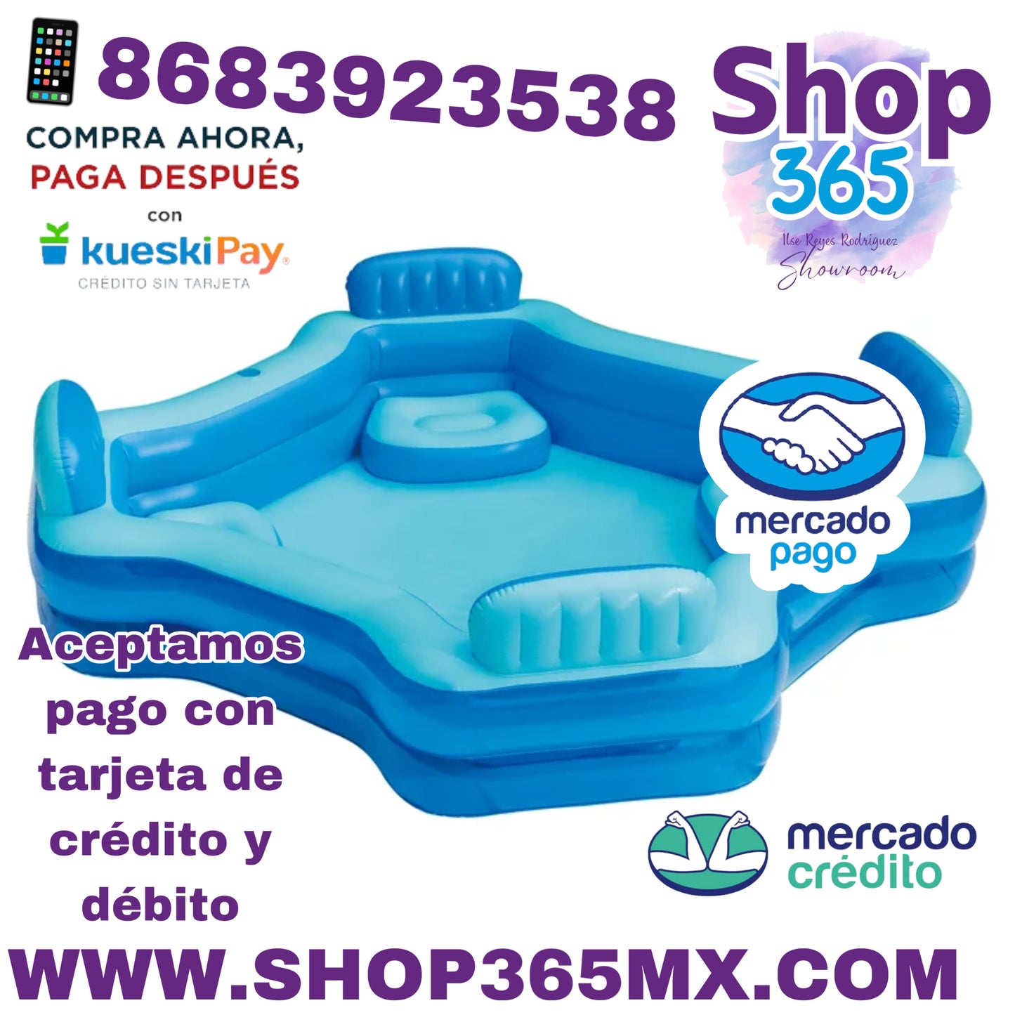 Piscina familiar inflable Bluescape Blue Deluxe Comfort, 4 asientos, cuadrada, a partir de 6 años