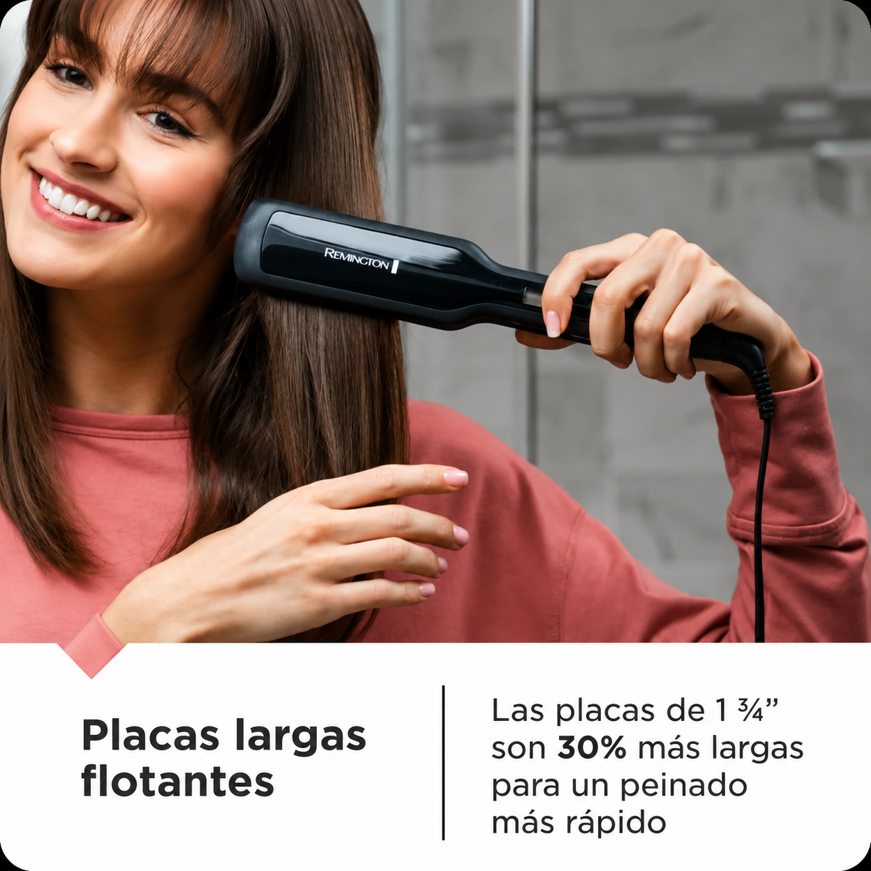 Plancha de pelo Remington de titanio de 1 3/4", tecnología antiestática, color negro