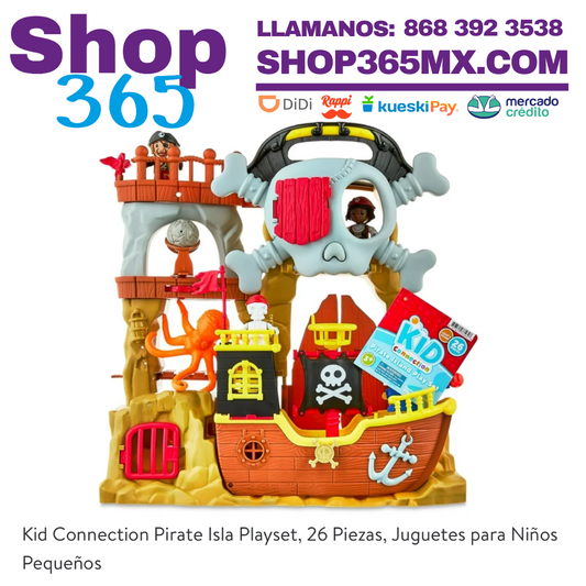 Kid Connection Pirate Isla Playset, 26 Piezas, Juguetes para Niños Pequeños