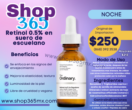 Retinol al 0,5 % en suero de escualano 30ml THE ORDINARY