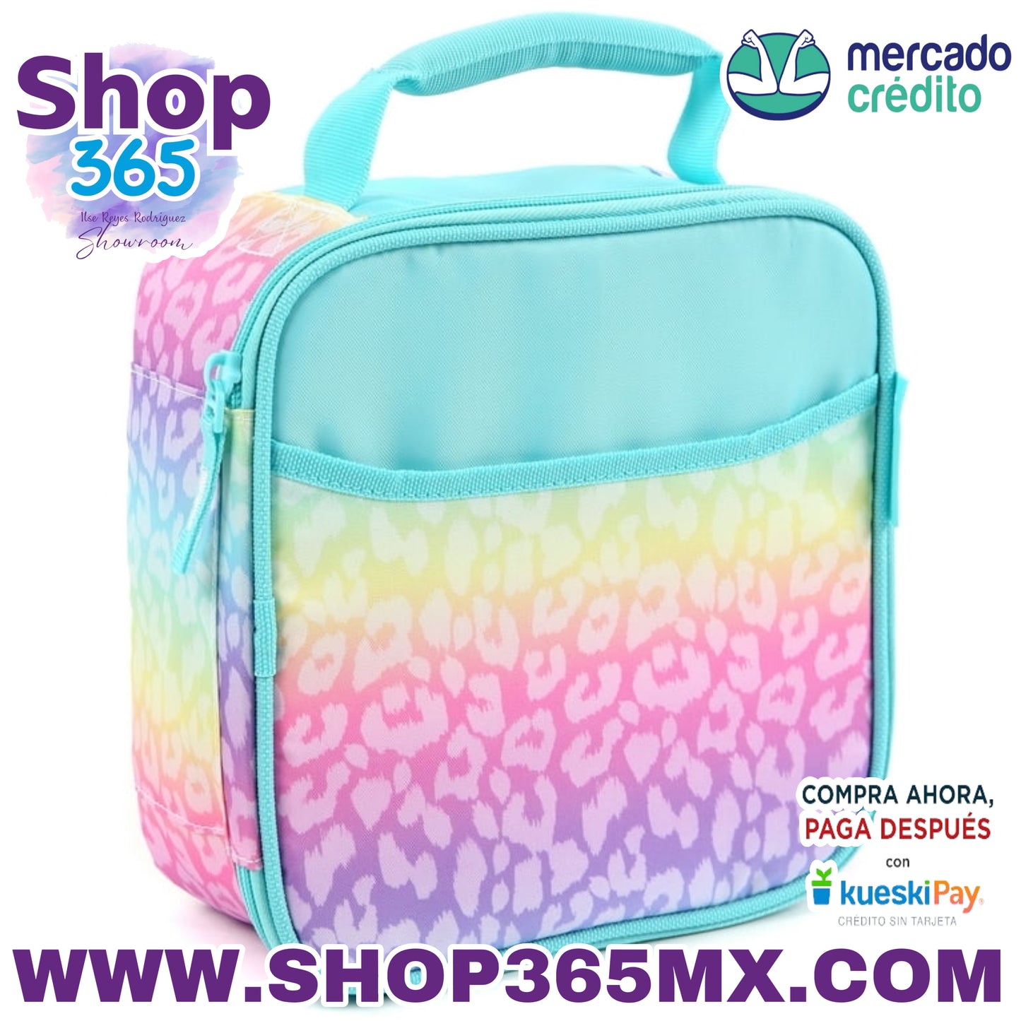 Combo de lonchera Arctic Zone con bolsa de hielo, botella de agua y recipiente para sándwich, leopardo arcoíris