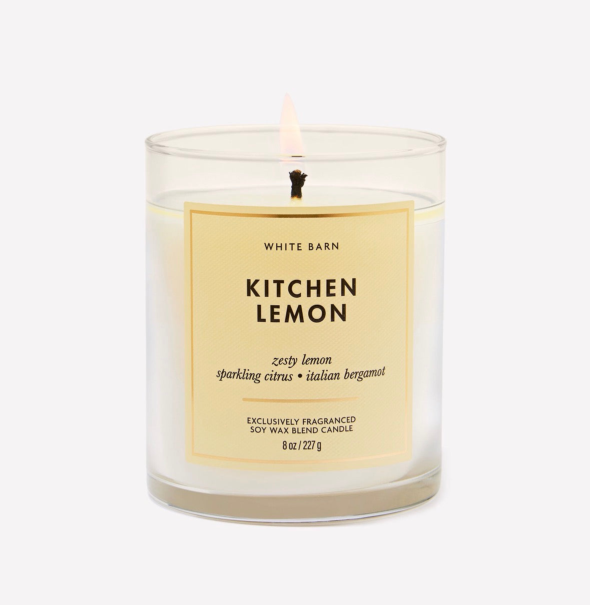 White Barn Kitchen Lemon Vela Aromática 8 oz – Limón, Cítricos y Bergamota