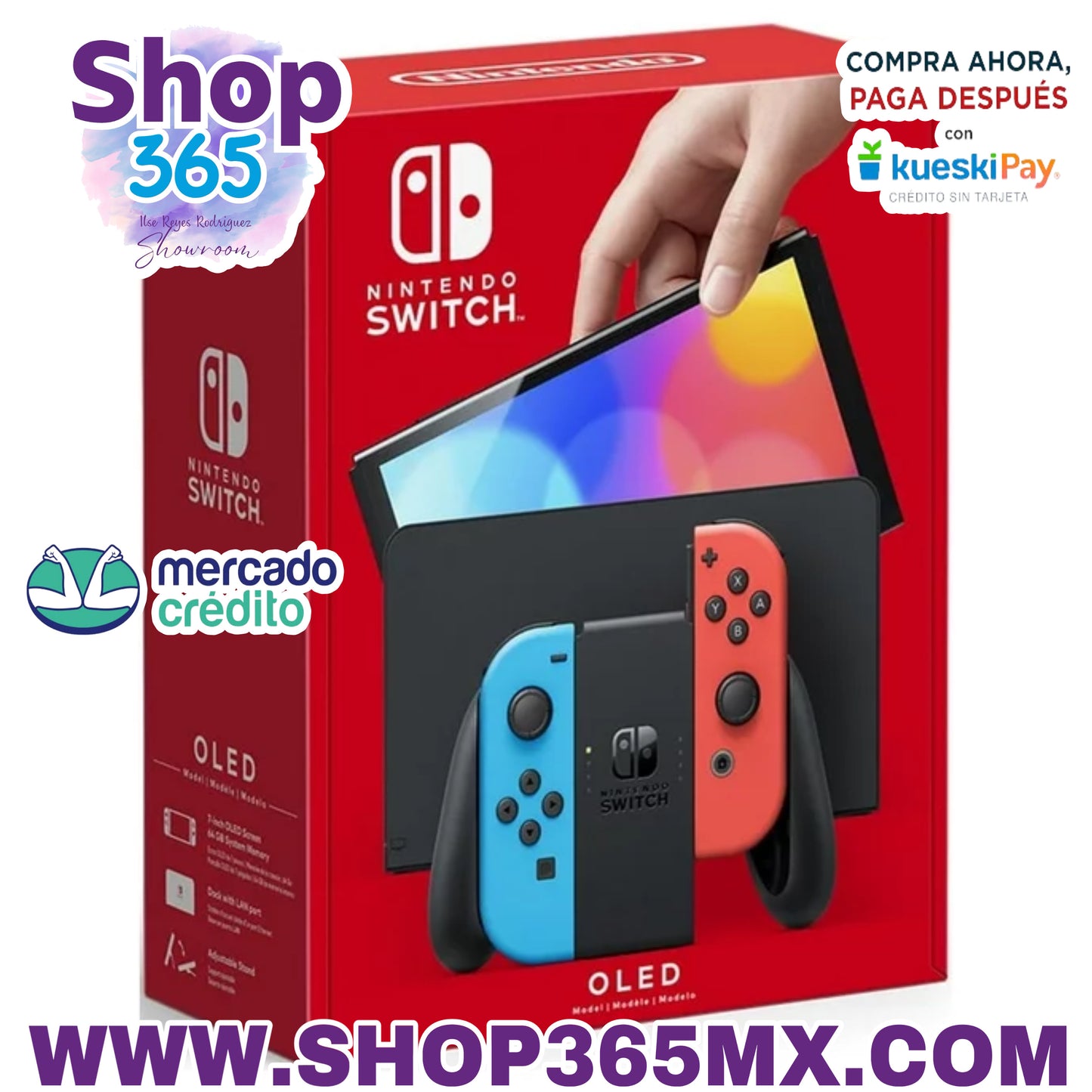 Nintendo Switch - Modelo OLED con Joy-Con rojo neón y azul neón