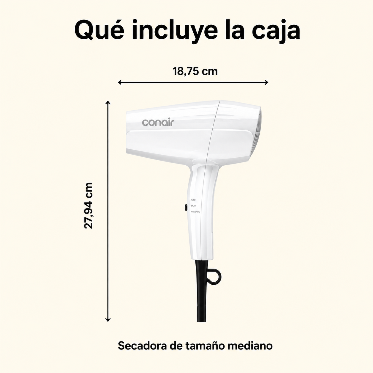 Conair Secador Mid-Size de 1875 Vatios para un Secado y Peinado Potentes