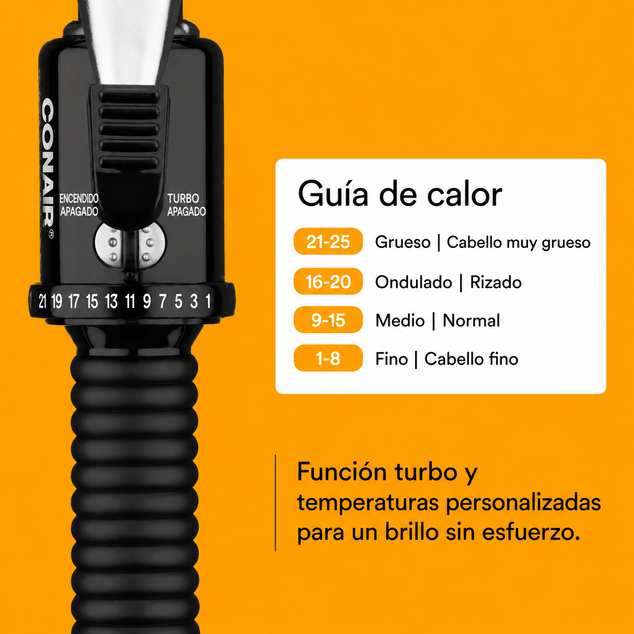 Conair Instant Heat Plancha para Rizar el Cabello de 1-1/4", para Cabello Corto, Medio y Largo