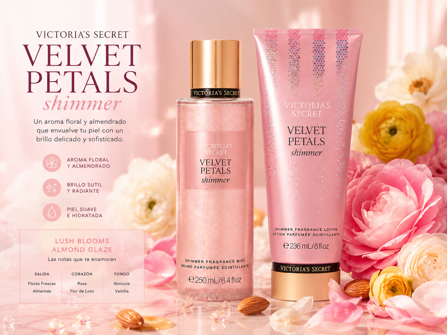 Set Victoria’s Secret Velvet Petals Shimmer – Brillo Floral con un Toque Irresistible