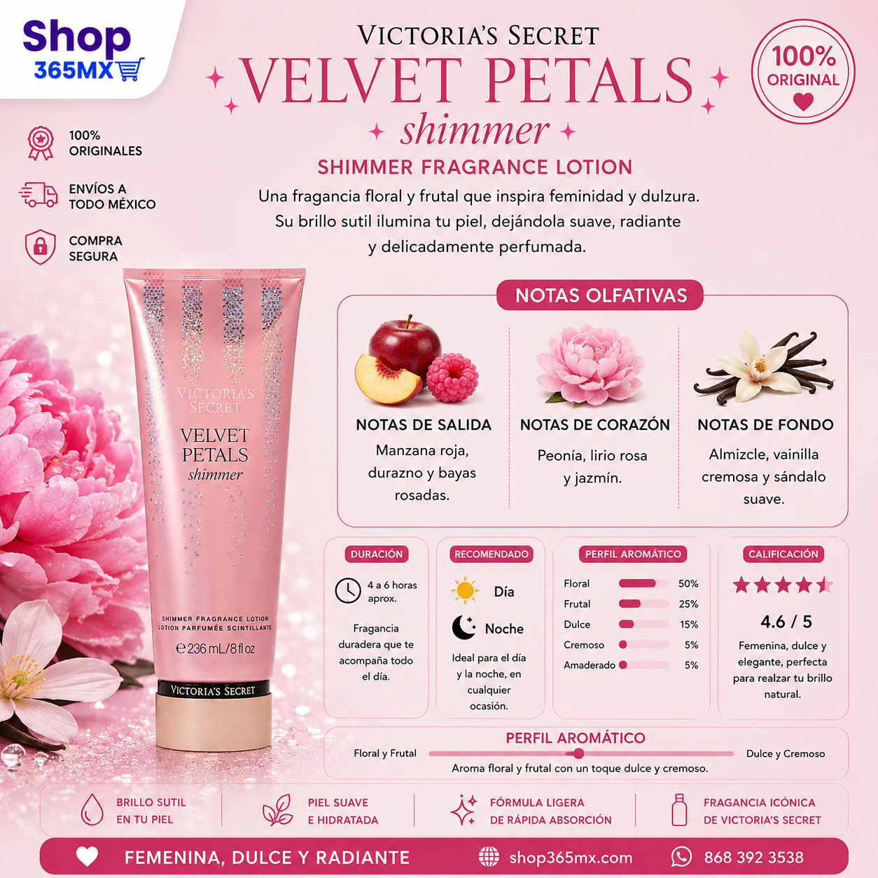 Body Lotion Velvet Petals Shimmer – Brillo Floral con un Toque Irresistible Victoria’s Secret