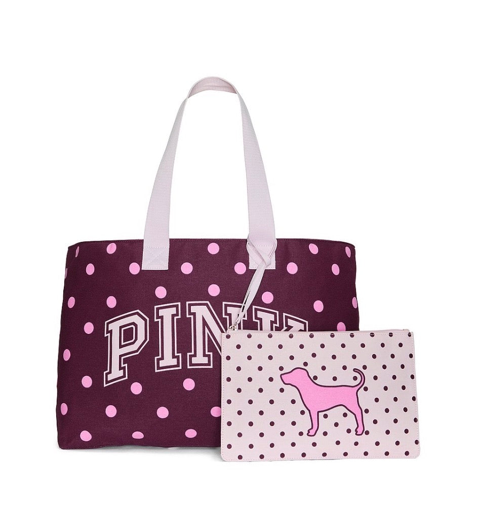 Bolsa Tote Plegable PINK Victoria’s Secret con Estuche Polka Dot