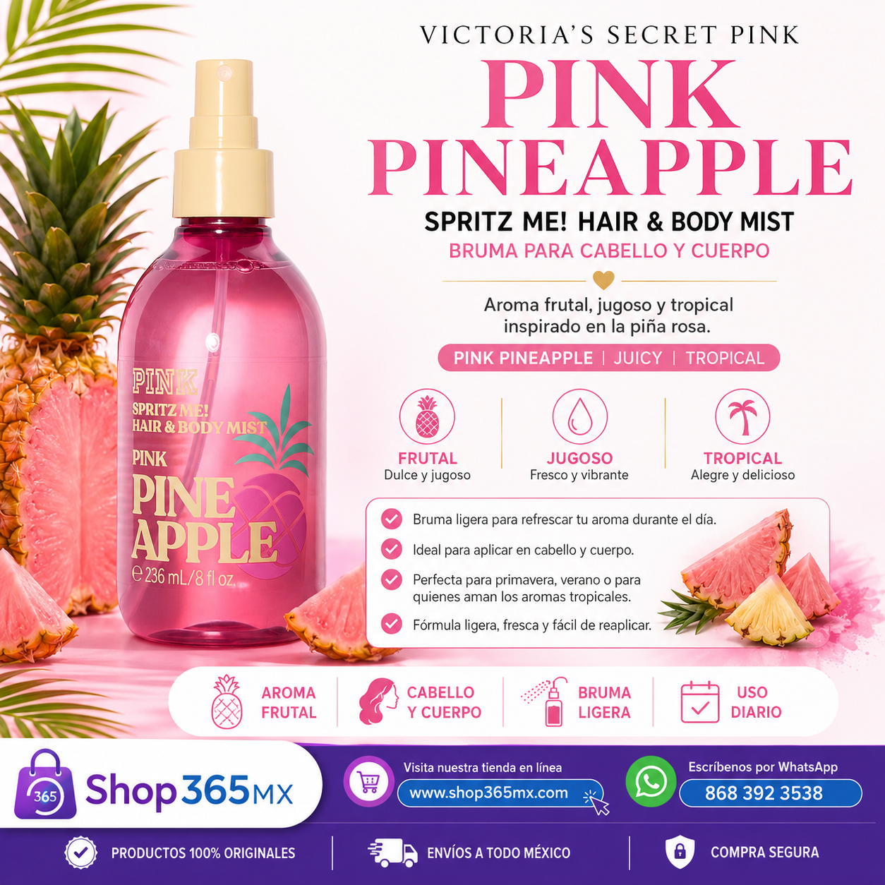 PINK Pink Pineapple Spritz Me! Hair & Body Mist 236 ml – Victoria’s Secret