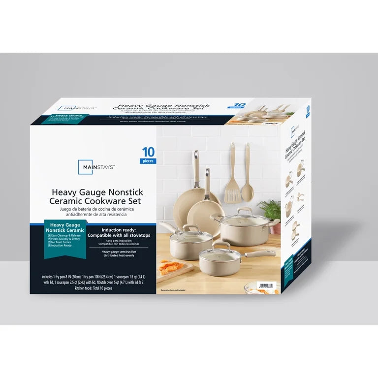 Mainstays Juego de Utensilios de Cocina de Cerámica de Calibre Pesado de 10 Piezas