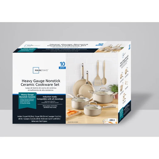 Mainstays Juego de Utensilios de Cocina de Cerámica de Calibre Pesado de 10 Piezas