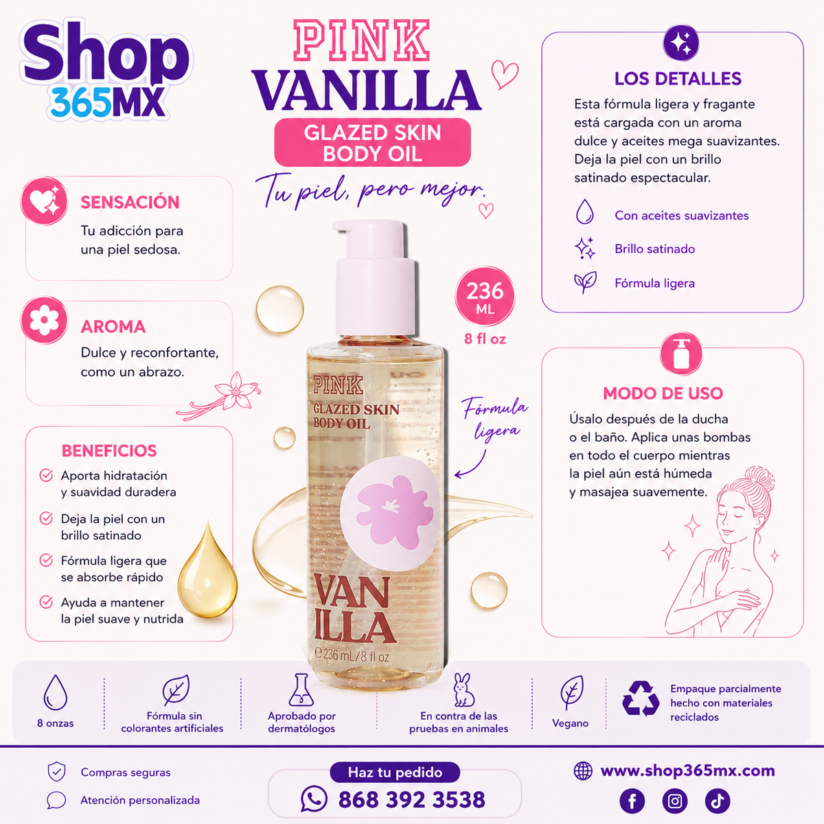 Pink Glazed Skin Body Oil Vanilla