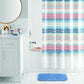 Mainstays Juego de Accesorios de Baño y Cortina de Ducha de Poliéster/cerámica a Rayas de 17 Piezas, Multicolor