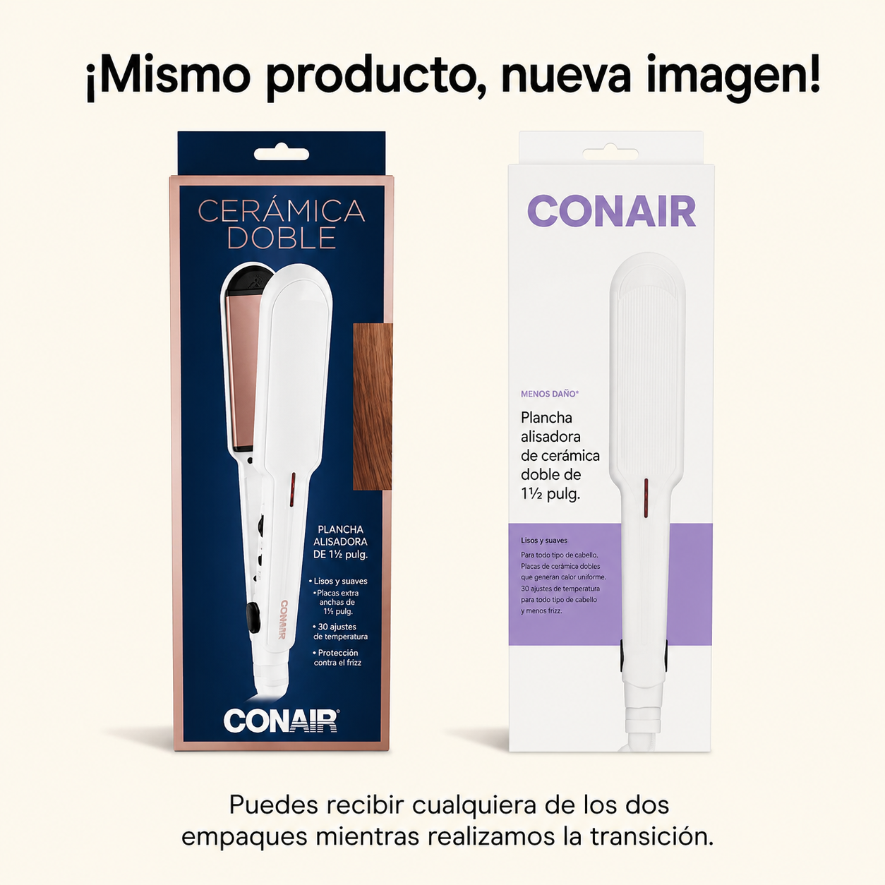 Double Ceramic Conair Plancha Plana 1,5 Pulgadas, Oro Rosa CS922N
