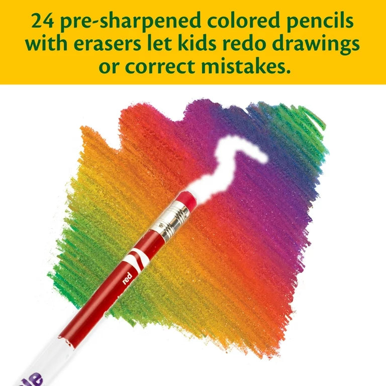 Lápices de colores borrables Crayola, 24 unidades, útiles escolares para adolescentes, herramientas de arte, coloración para adultos