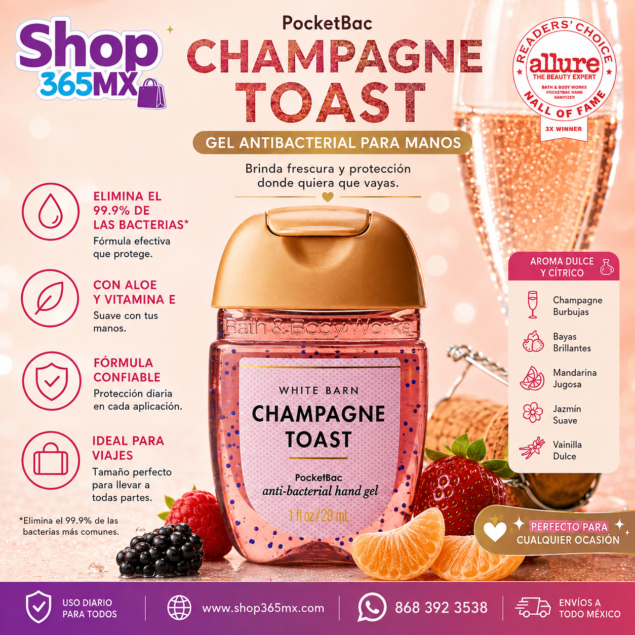 BATH & BODY WORKS Champagne Toast  Desinfectante de manos PocketBac 29ml