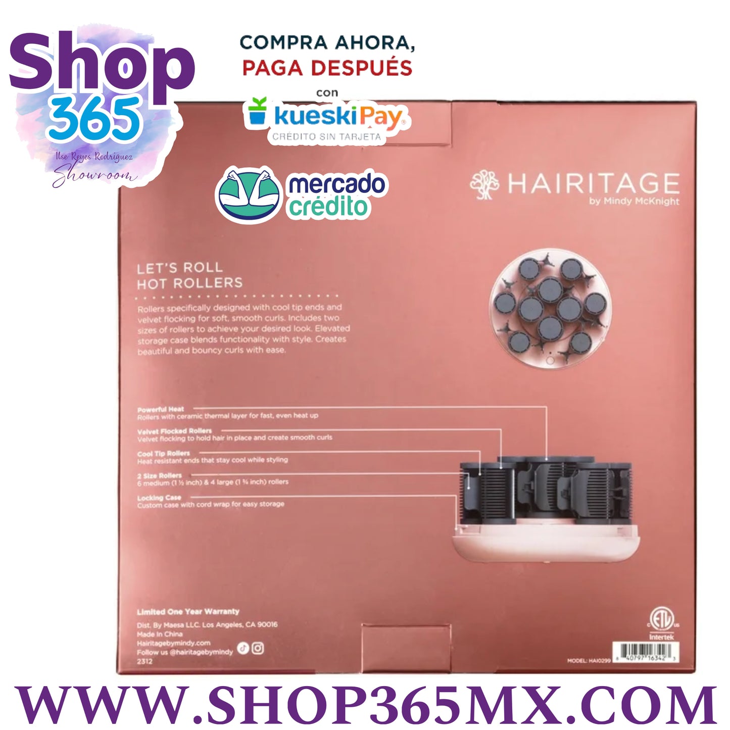 Hairitage Rollos Calientes de Cerámica para Cabello, Conjunto de 10 Piezas Medianas y Grandes