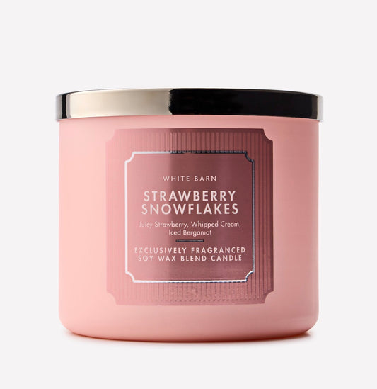 Strawberry Snowflakes Vela 3 Mechas Bath & Body Works White Barn 411 g