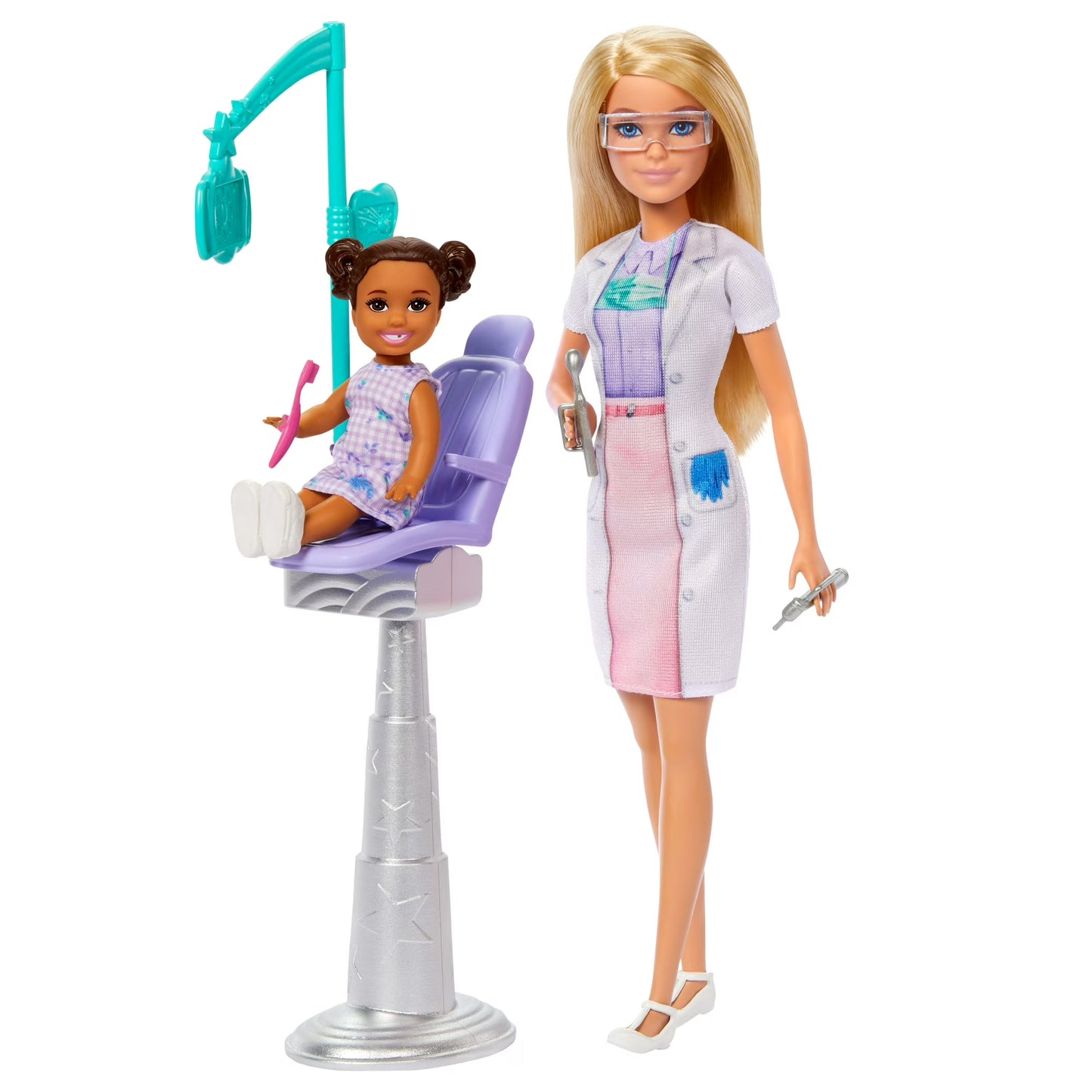 Barbie Muñeca de Dentista con Muñeca Rubia, Muñeca de 1 Niño, Muebles y Accesorios de Médico