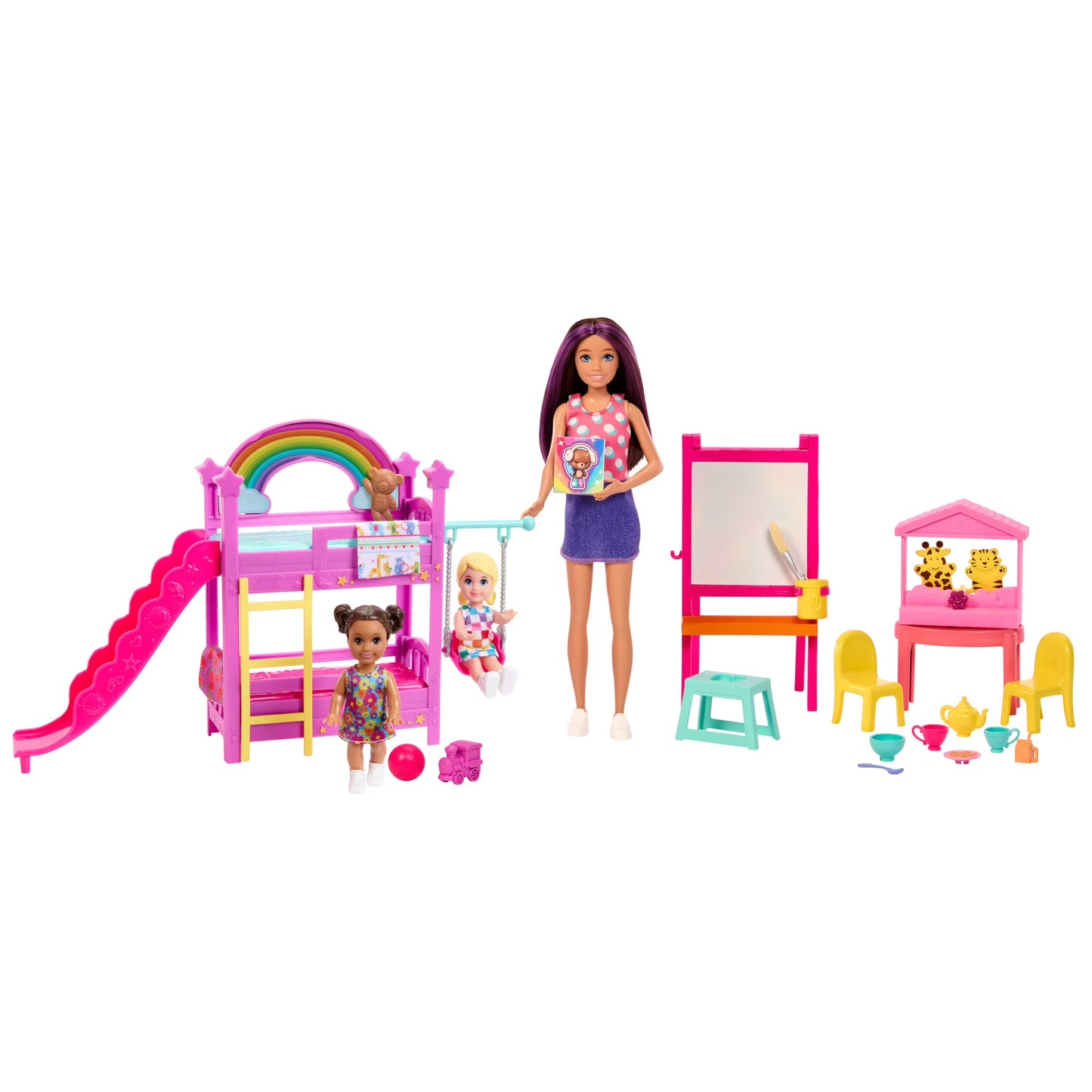 Barbie Skipper Babysitters Inc. Lo Ltimo en Juego de Guardería con 3 Muñecas, Muebles y Más de 15 Accesorios.