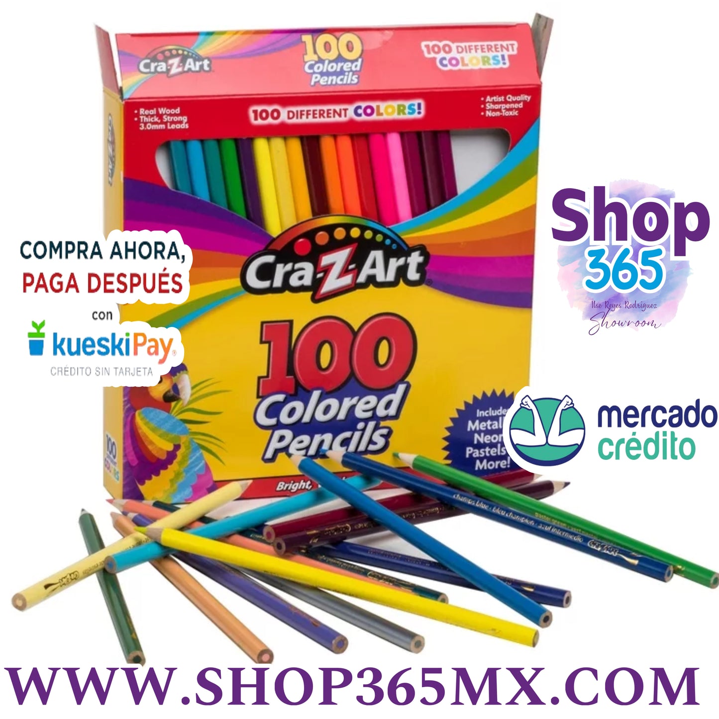 Cra-Z-Art 100 lápices de colores, desde niños principiantes hasta adultos, suministros de regreso a la escuela