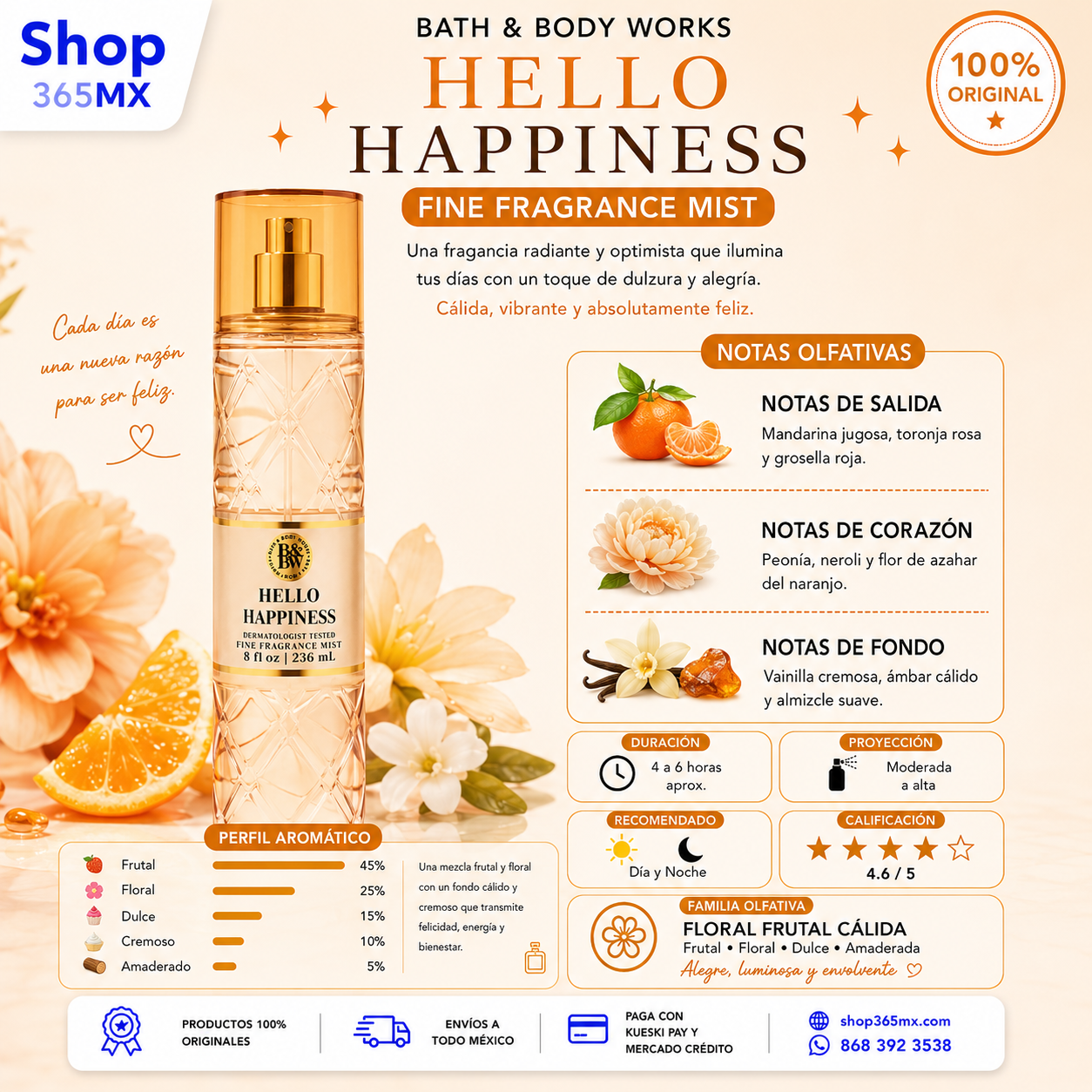 BATH & BODY WORKS  Hello Happiness Body Mist 236ml
