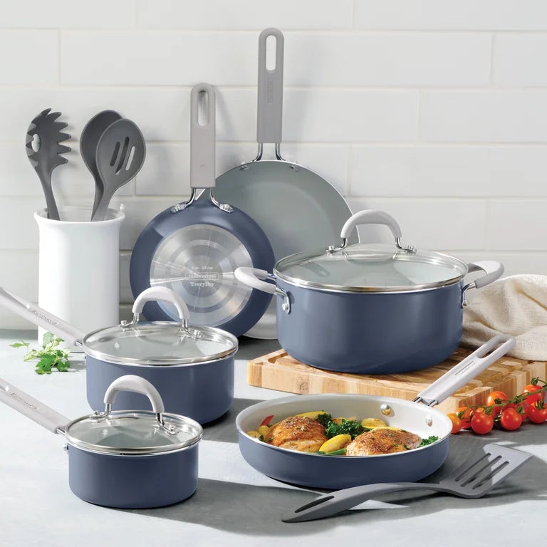 Tramontina Juego de Utensilios de Cocina de Cerámica de 13 Piezas, Everyday Collection - Mar de Bering Azul